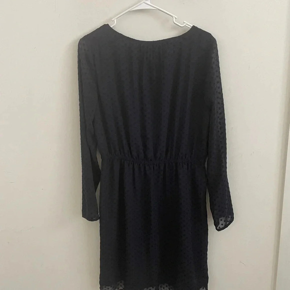 J. Crew Swiss Dot A-Line Long Sleeves Navy Dress- Size 6 - Picture 3 of 6